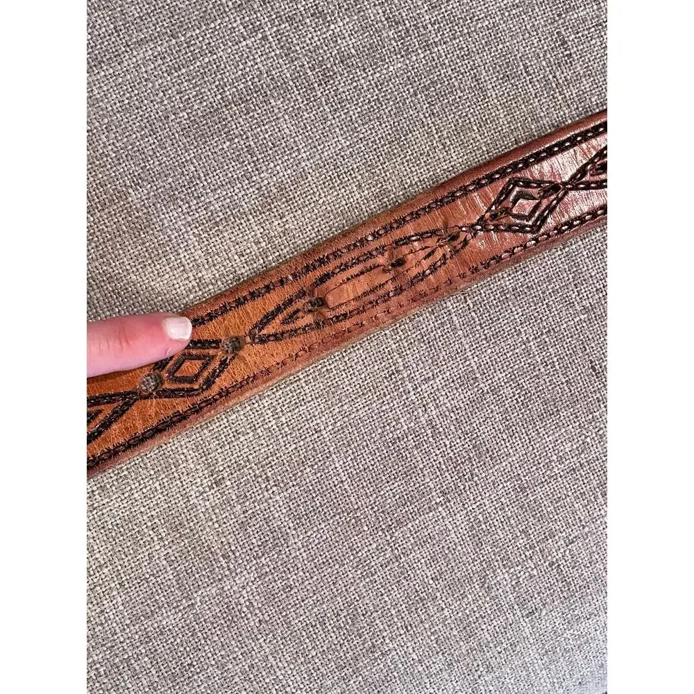Vintage Wrangler Leather Embossed Belt, Western, Size 48/120, Mens